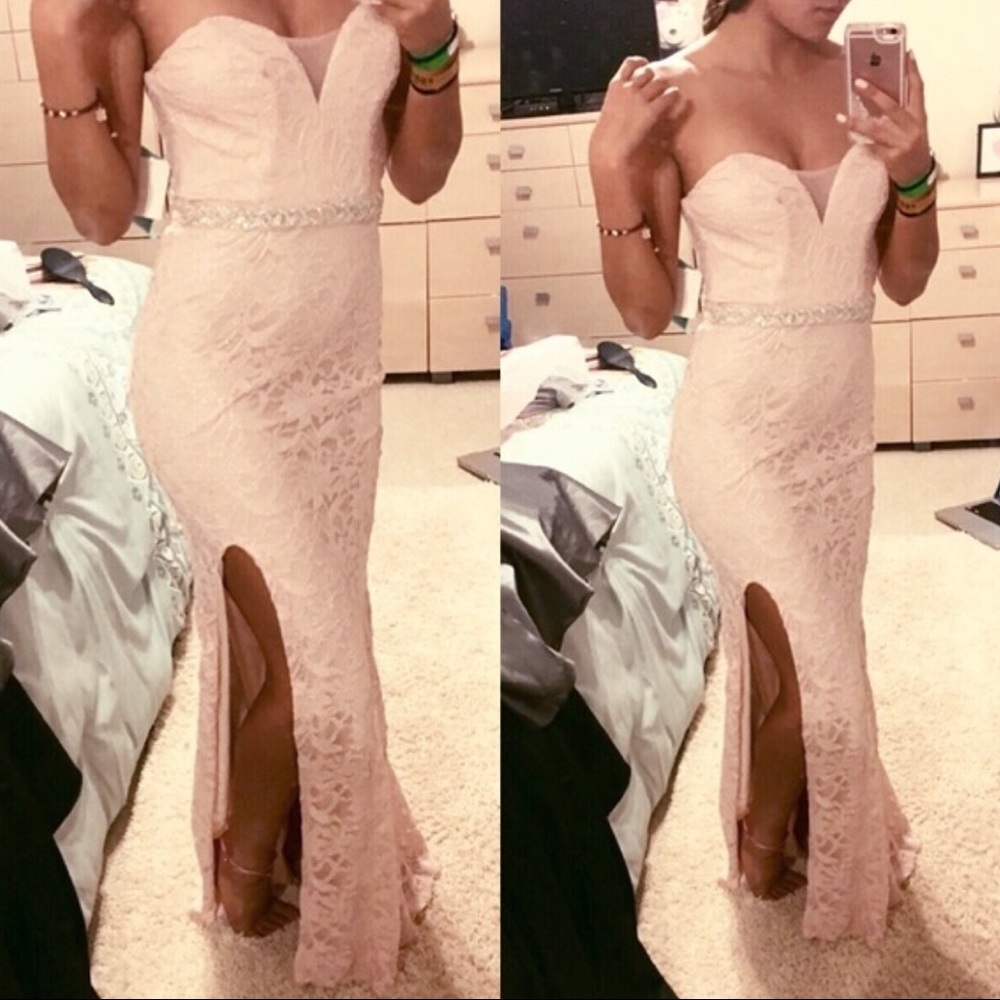 Pink maxi lace dress